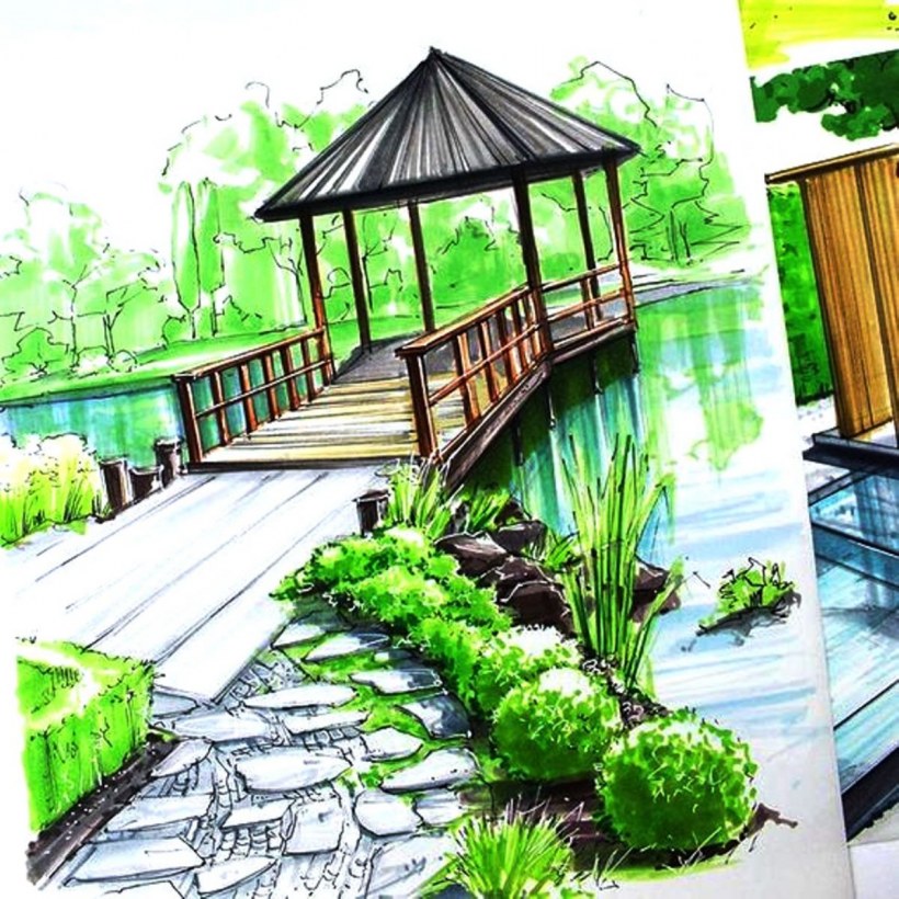 Скетчинг ландшафтный Архитектор