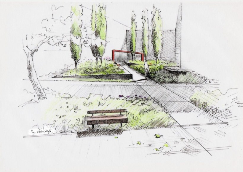 Графический эскиз ландшафтно-архитектурной композиции