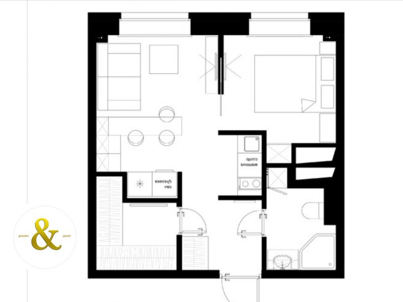 Планировка из однушки в двушку 34 кв