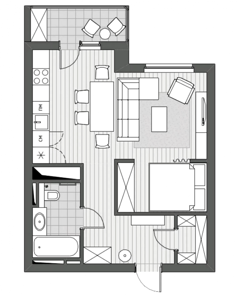 Перепланировка однокомнатной квартиры