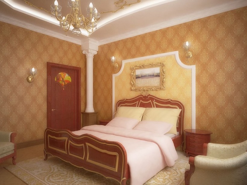 Лепнина в интерьере спальни