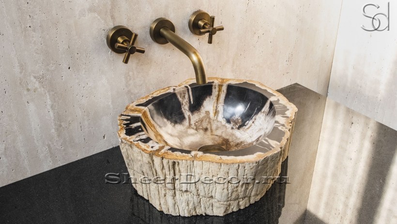 Смеситель для раковины из окаменелого дерева