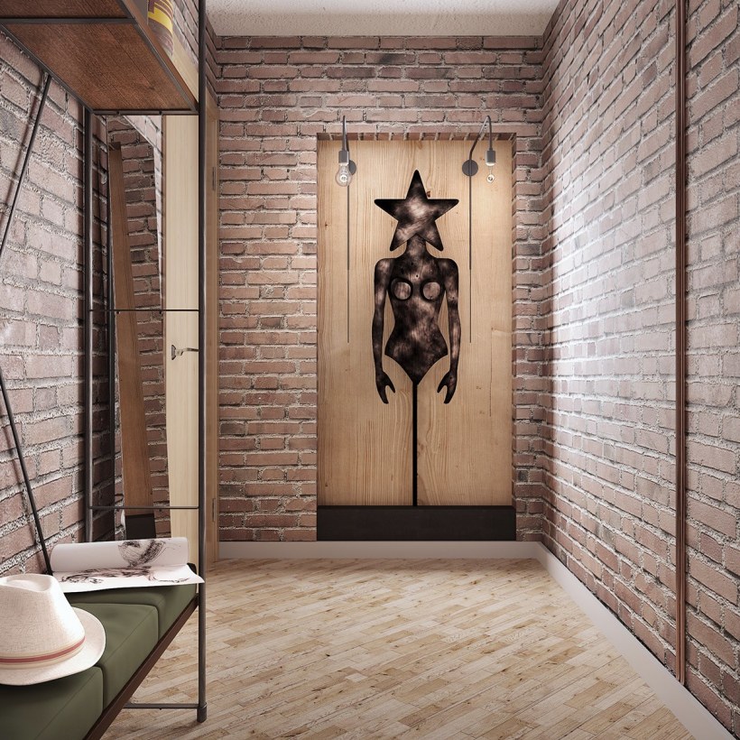 Интерьер прихожей лофт