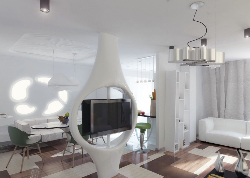 Кухня-гостиная в футуристическом стиле