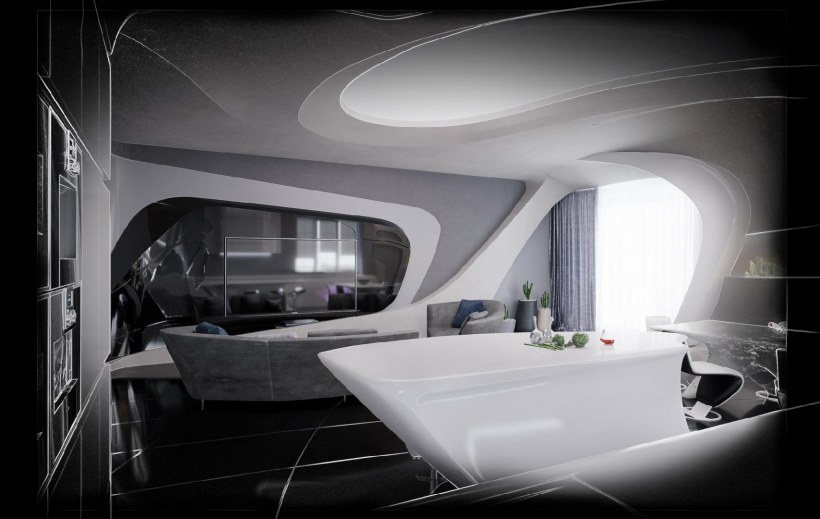 Потолок в футуристическом стиле