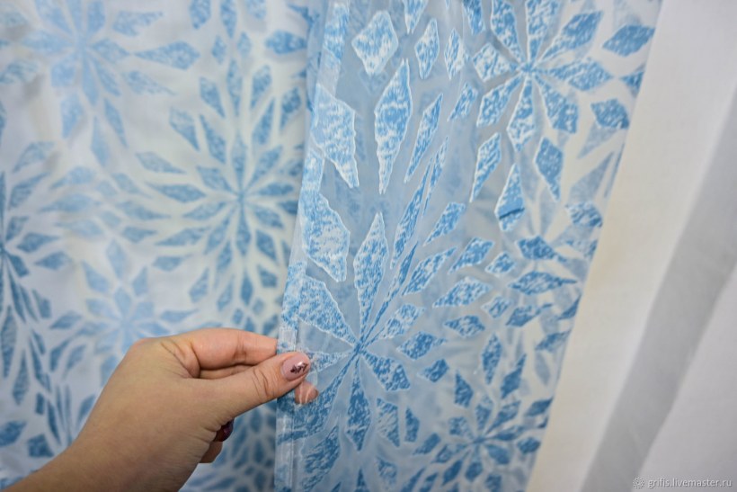 Голубая органза тюль