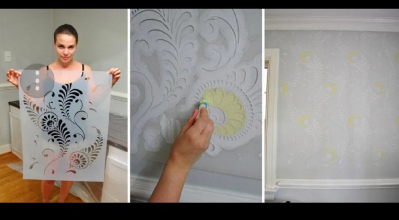 Нанесение трафарета на стену