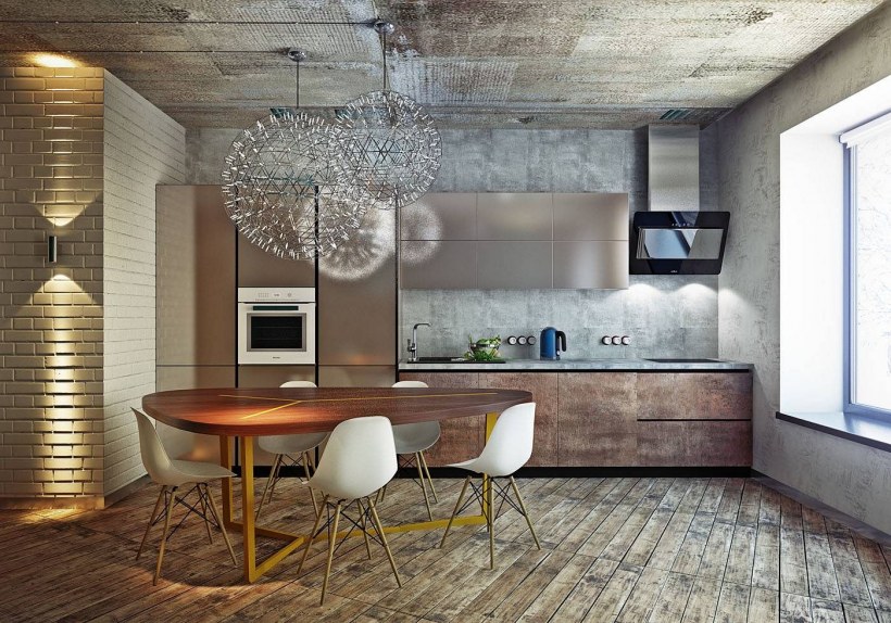 Гостиная на даче в стиле лофт