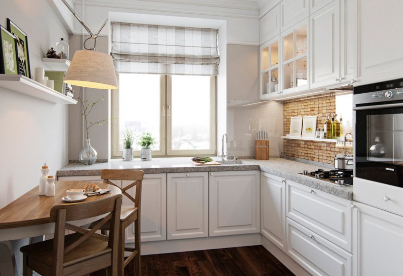 Белая кухня 9 кв м классика