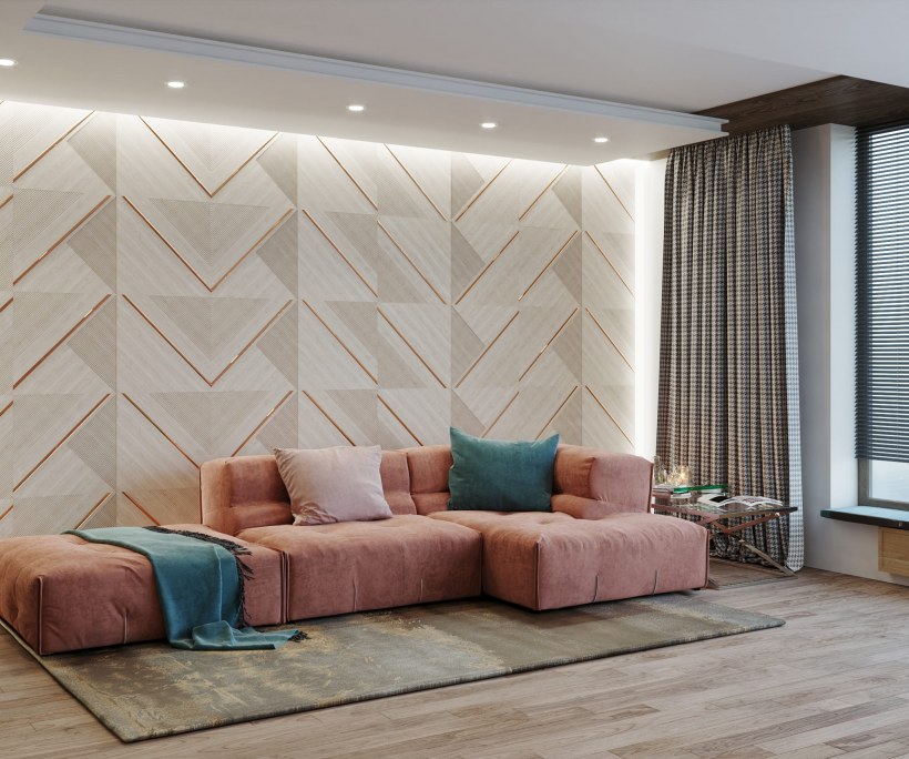 Панели в интерьере гостиной