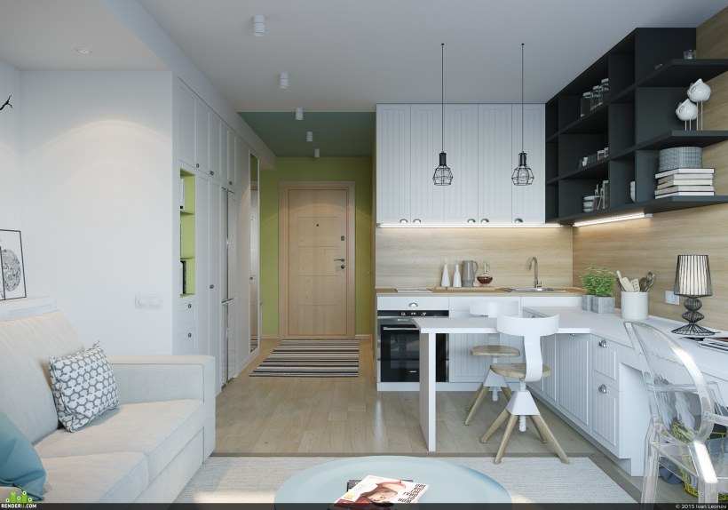 Кухня-гостиная 17 кв.м икеа