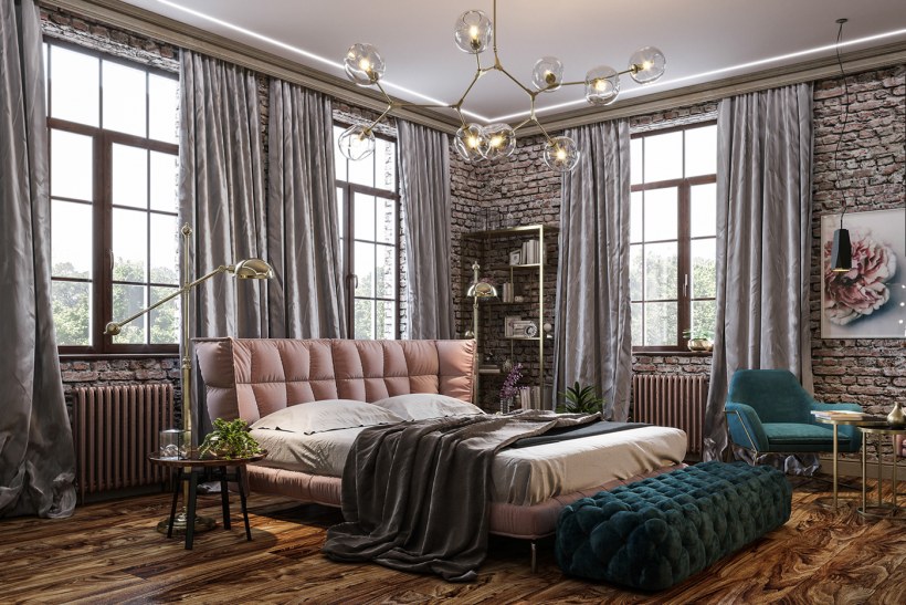 Шторы лофт в интерьере