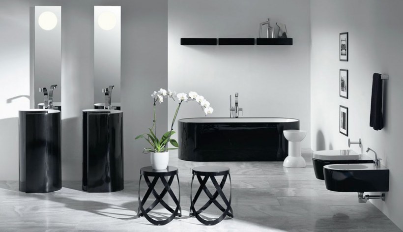 Интерьер ванной комнаты в в цвет венге