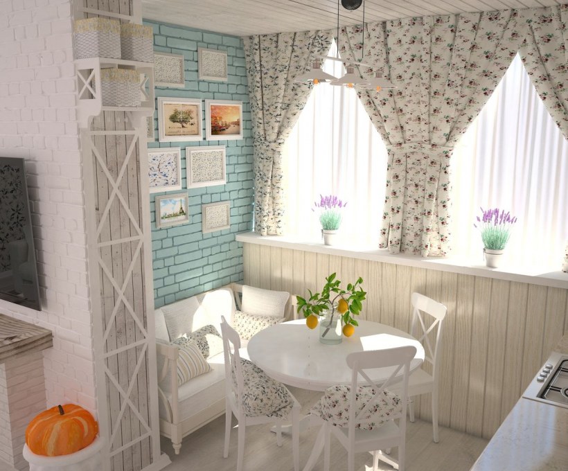 Кухня 10кв.м. с балконом в стиле Прованс