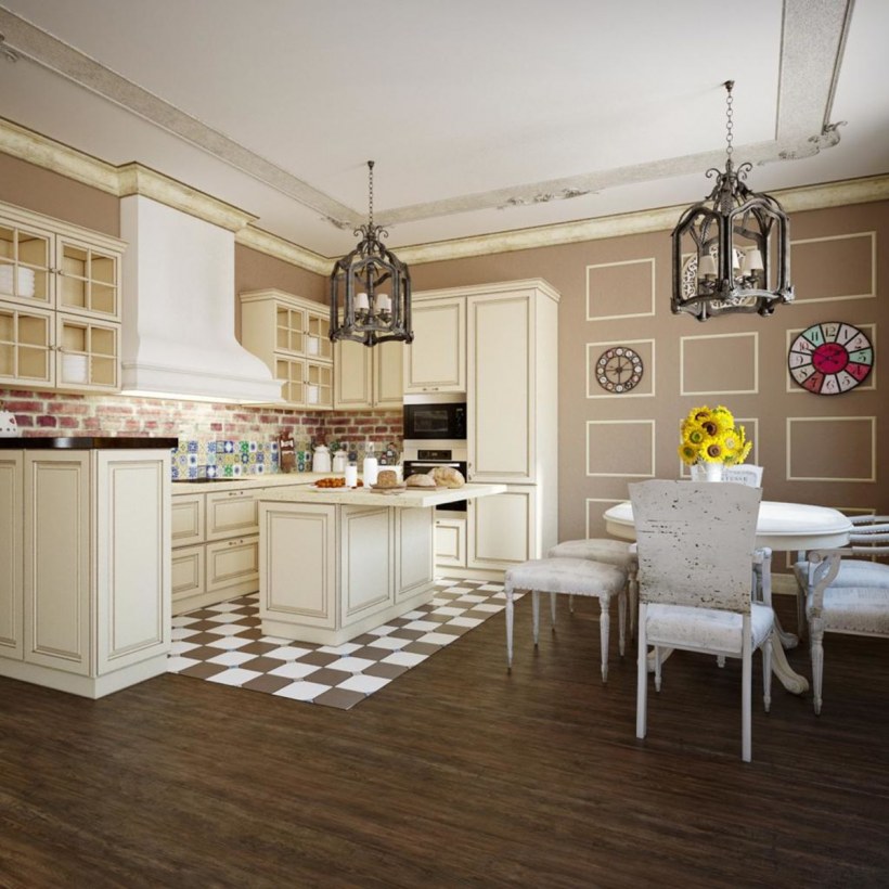 Кухня-столовая-гостиная в стиле Прованс