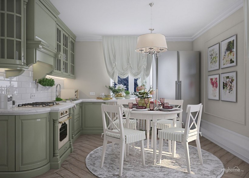 Интерьер кухни 8м2 Прованс