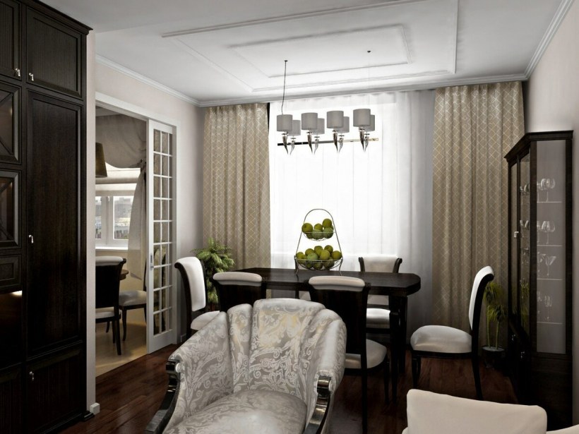 Гостиная с обеденной зоной в хрущевке