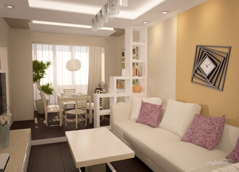 Планировка гостиной с рабочей зоной