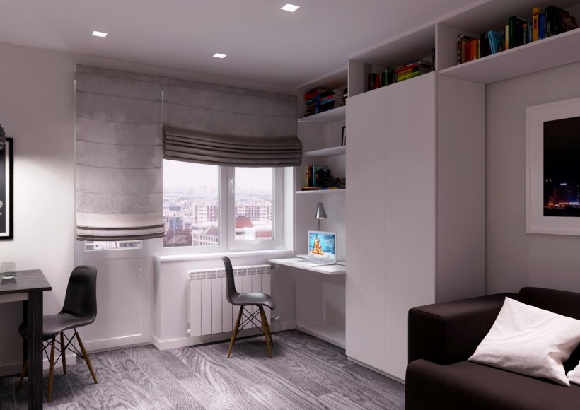 Интерьер гостиной в серых тонах