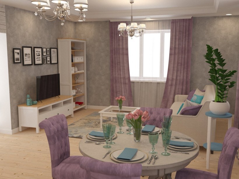 Гостиная столовая 18 кв м