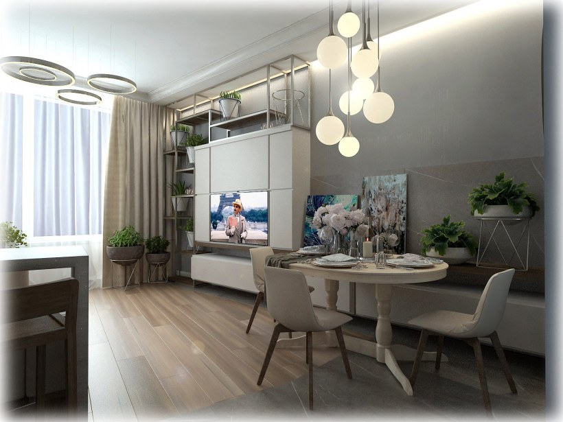 Гостиная со столовой зоной 20 кв