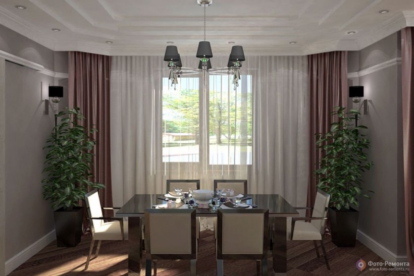 Небольшая гостиная с обеденным столом