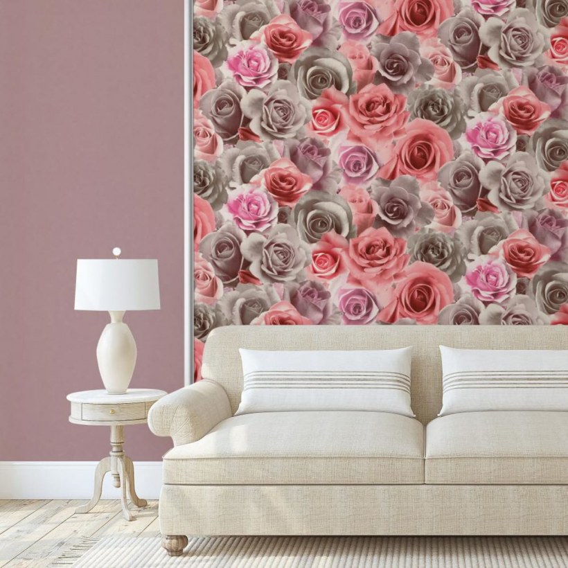 Обои палитра розы в интерьере