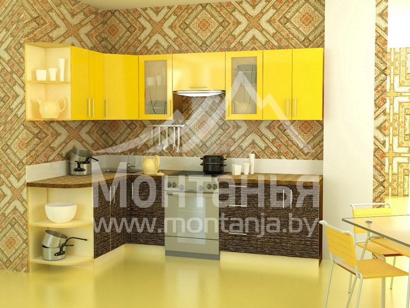 Кухня желто коричневая угловая