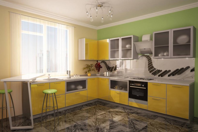 Кухня пластик желтая