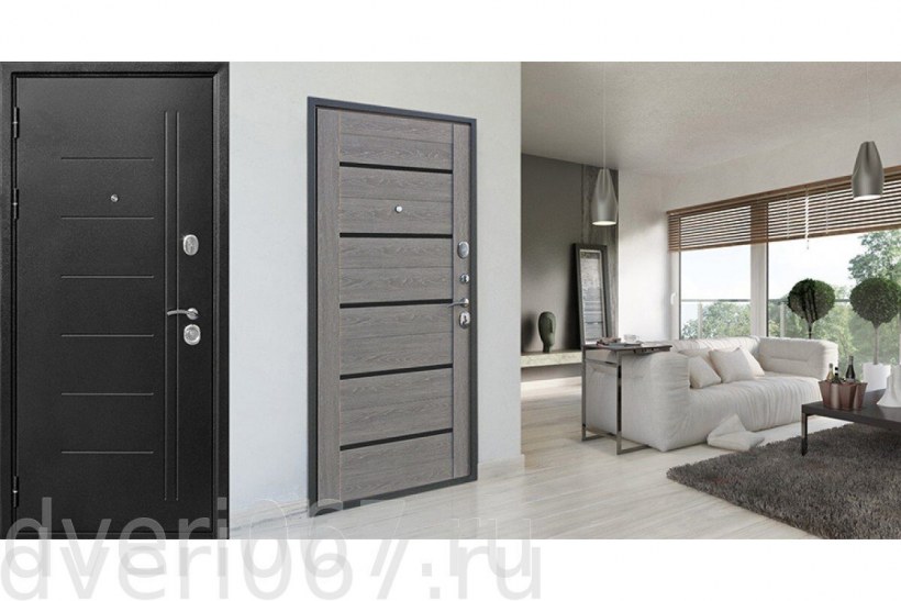 Дверь входная Троя серебро 10 см дымчатый дуб