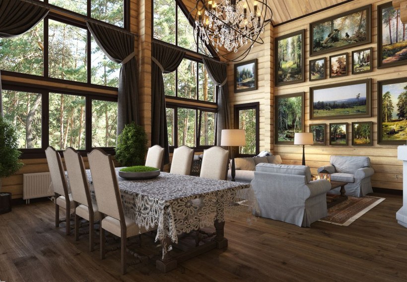 Шторы на второй свет в деревянном доме