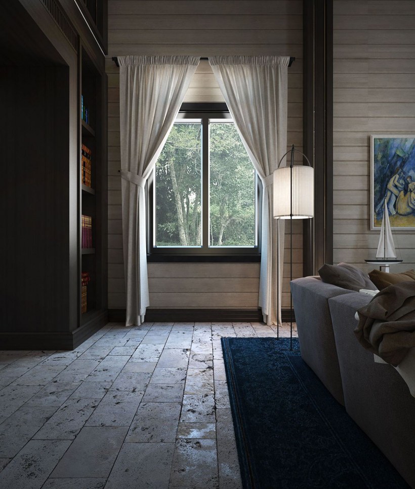 Шторы в гостиной со вторым светом