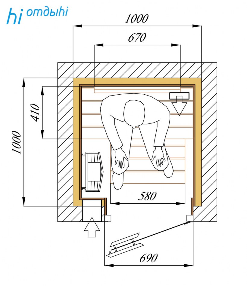 Парилка 1.5 на 2 чертеж