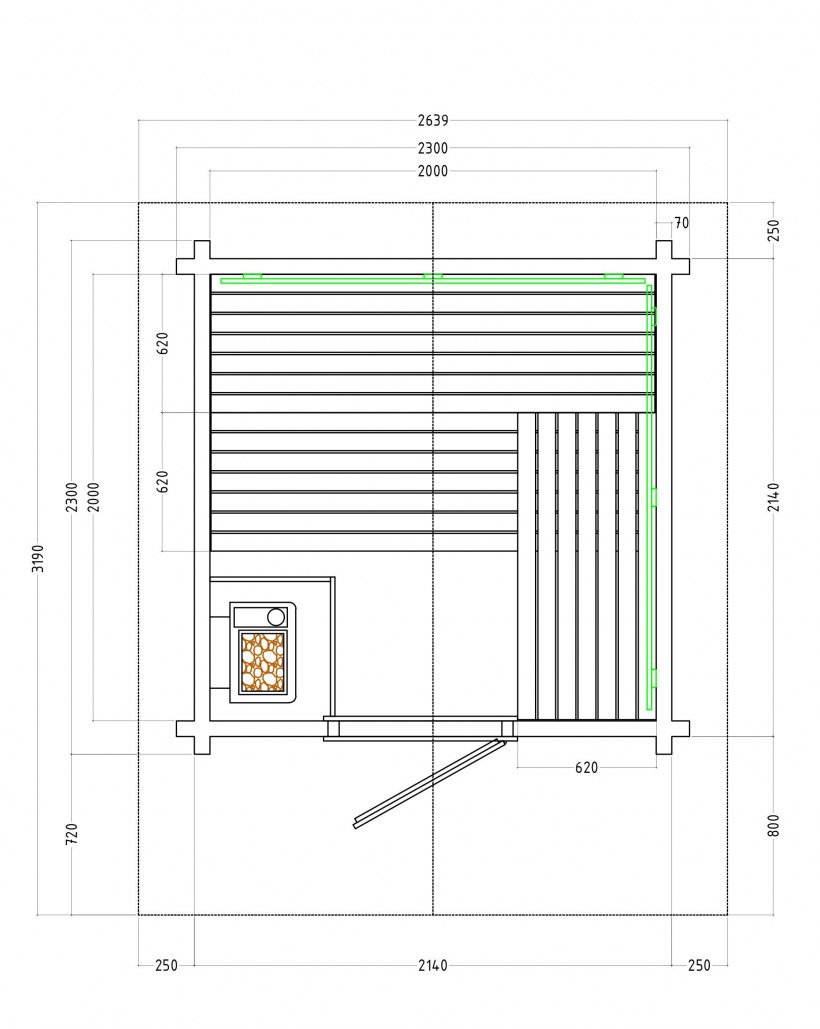 Парилка 2.5 на 2.5 схема