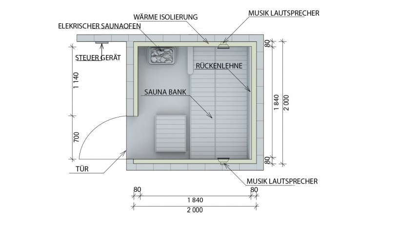 Размер парилки 2 на 1.5