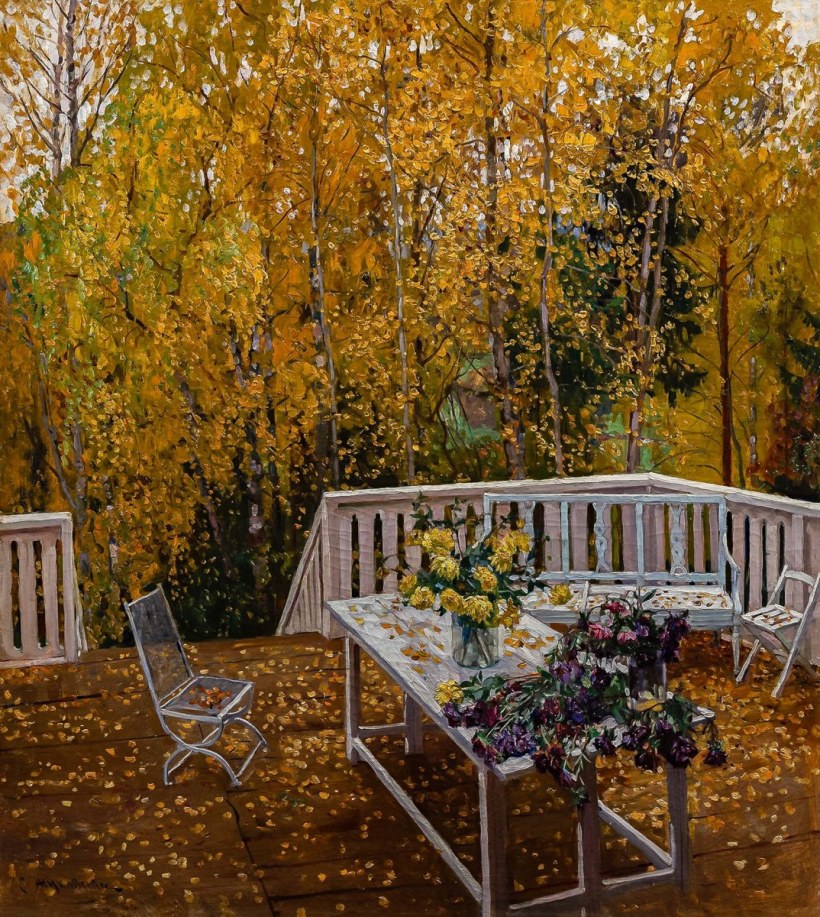 Веранда в осеннем саду