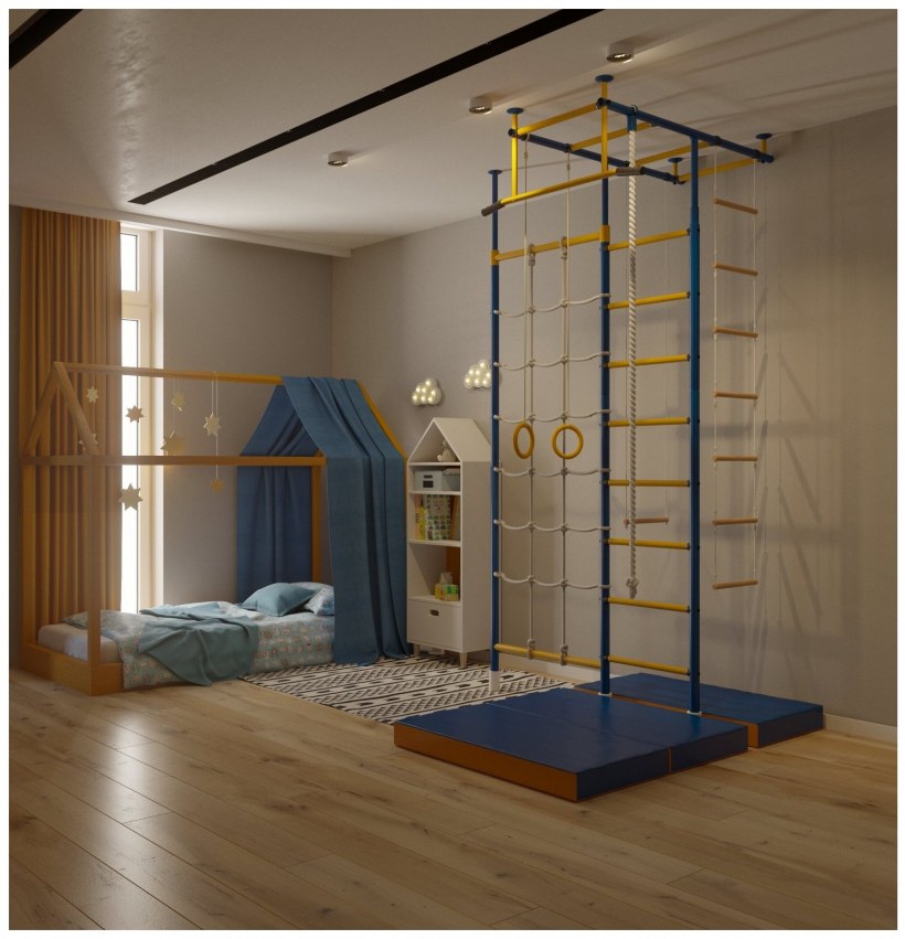 Детский спортивный комплекс городок г-образный с сеткой 1м