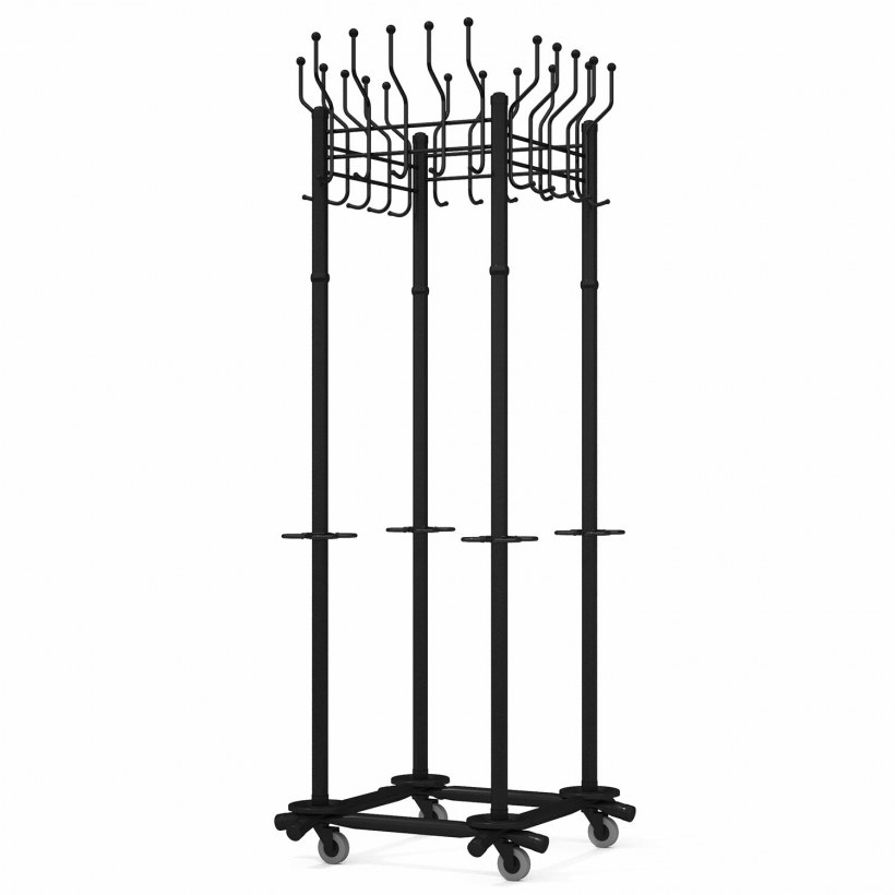 Вешалка гардеробная Гардикс-4 к на 20 персон на колесах черная