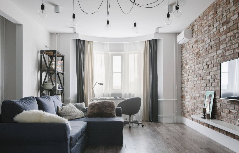 Гостиная в стиле лофт