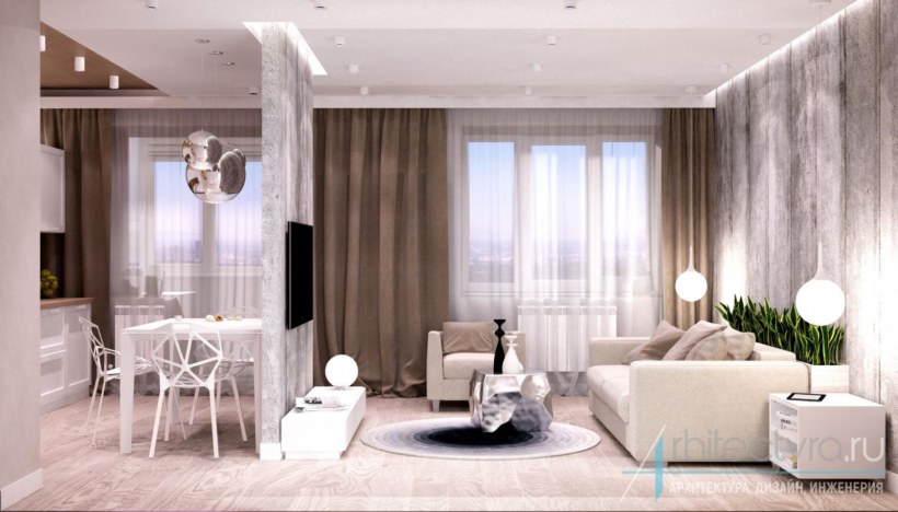 Однушки в стиле лофт в светлых тонах