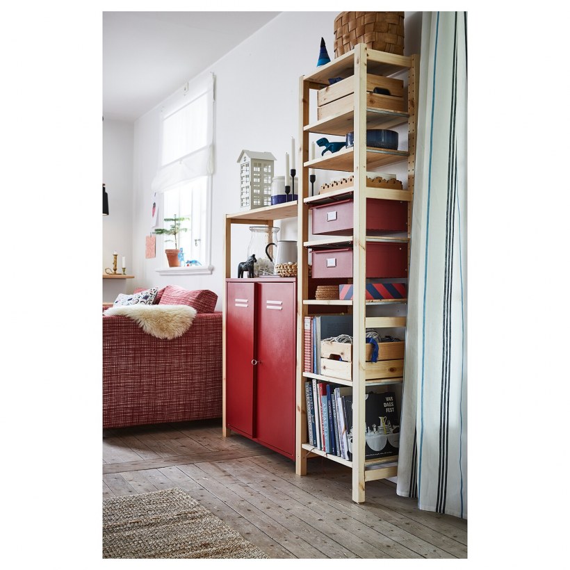 Ивар модуль д/хранения/складной стол, сосна, 80x30-104x155 см