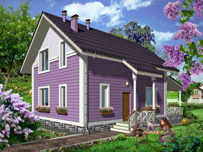 Фиолетовый дачный домик