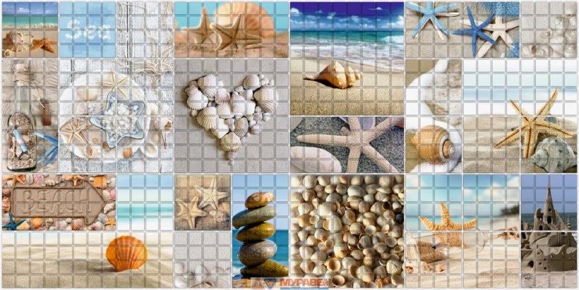 Панель ПВХ мозайка "морской берег", "Декопан"