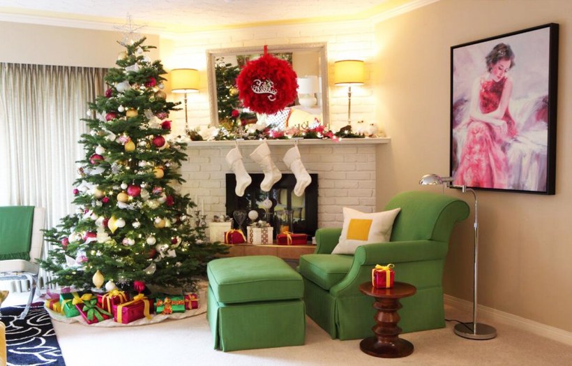 Новогодний интерьер с камином