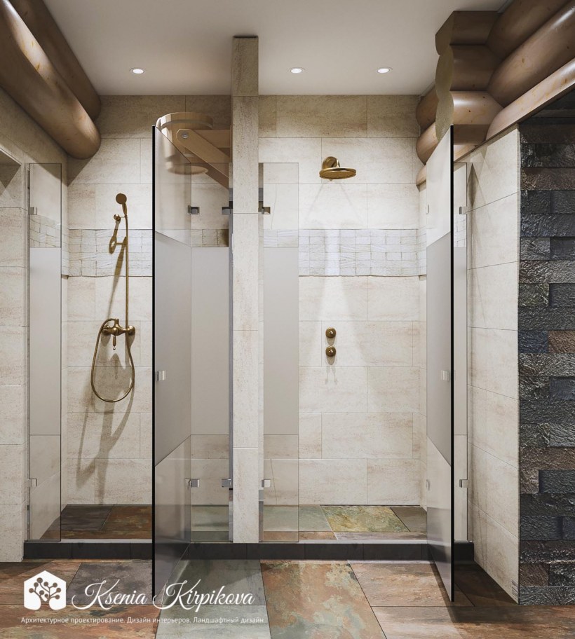 Душевая в стиле сауна
