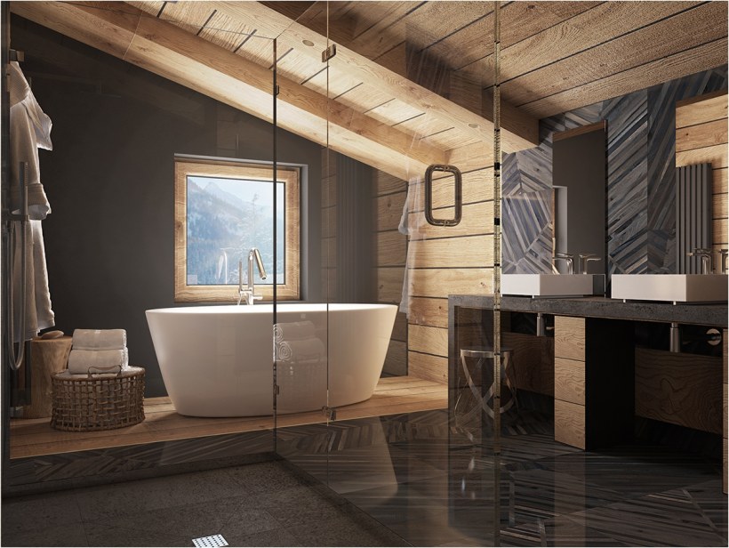 Ванная в стиле современного Шале