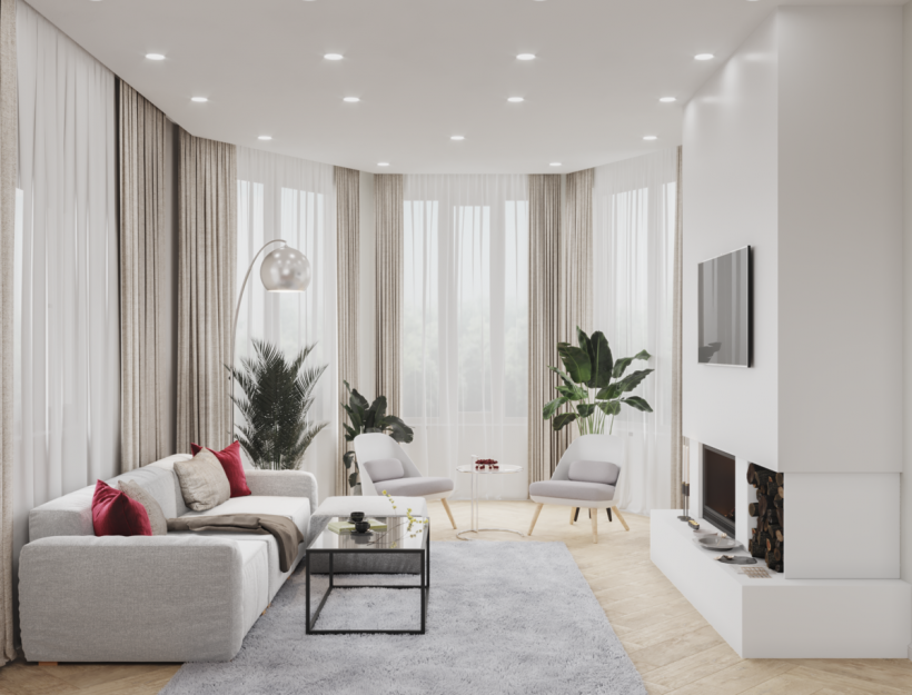 Современная светлая гостиная