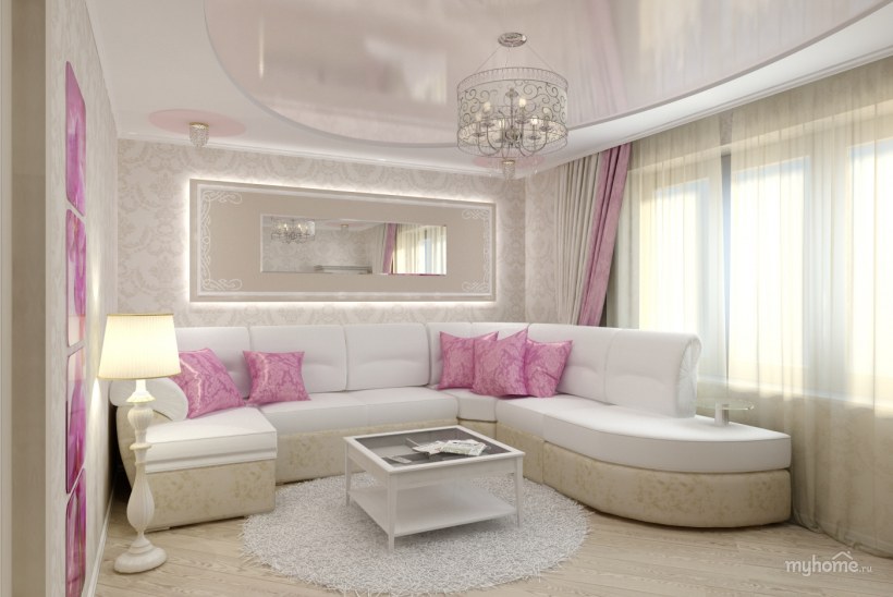 Гостиная в пастельных тонах