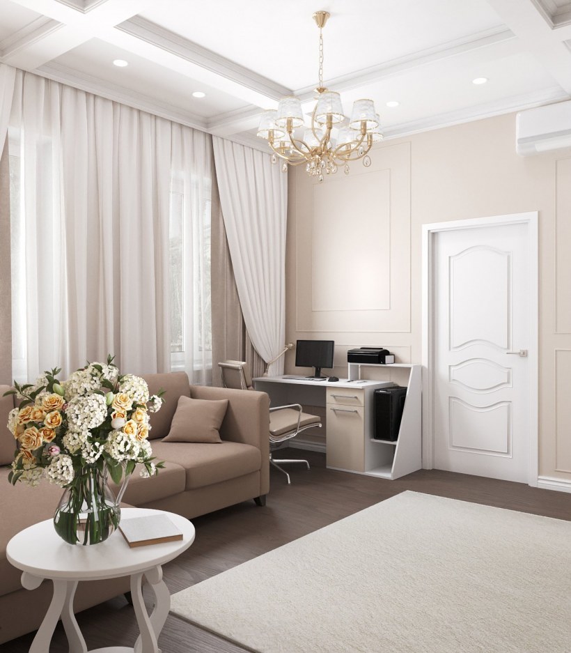 Светлая мебель в интерьере гостиной