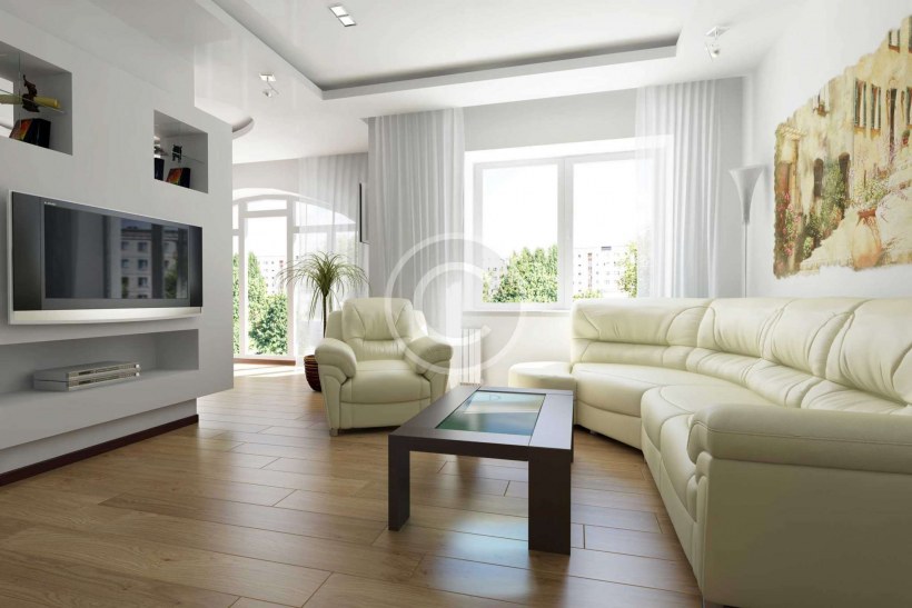 Классическая гостиная в светлых тонах